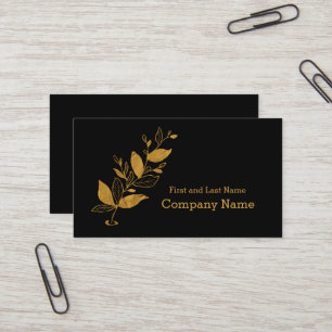 Elegant Black   Gold Leaf Foil Logo Visitekaartje