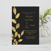 Elegant Black Gold Leaf Modern Chic Wedding Kaart (Staand voorkant)