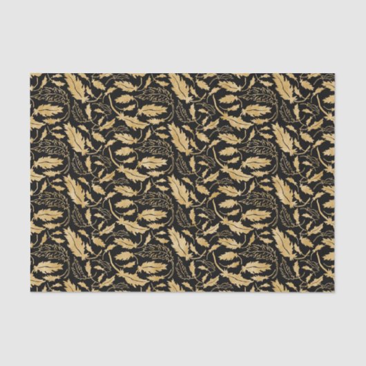 Elegant Black Gold Leaf Pattern Tissuepapier (Voorkant)
