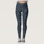 Elegant Black Gold Leggings - Metallic Rain Drop (Devant)