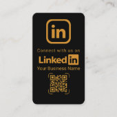 Elegant Black Gold LinkedIn QR Code Visitekaartje (Voorkant)