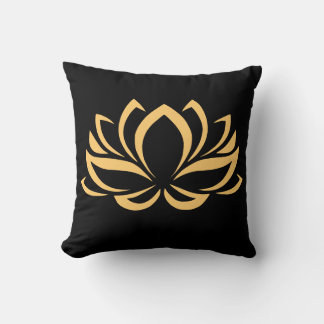 Elegant Black & Gold Lotus Flower Zen Mindfulness Kussen