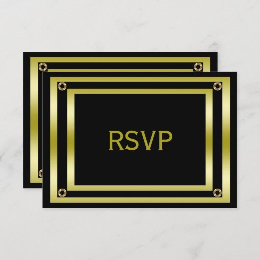Elegant Black & Gold Man RSVP (Voorkant / Achterkant)