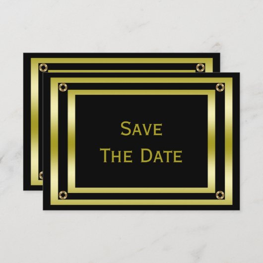 Elégant Black & Gold Man's 70th Save The Date (Devant / Derrière)