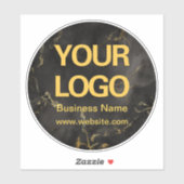 Elegant Black Gold Marble Business Logo Sticker (Vel)