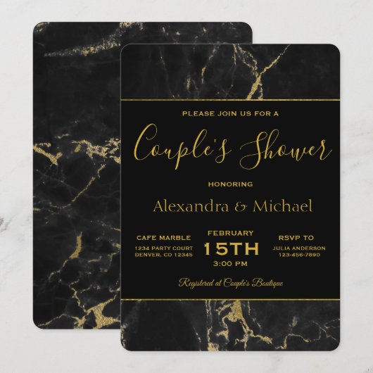 Elegant Black & Gold Marble met couponschoen Kaart (Voorkant / Achterkant)