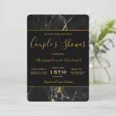 Elegant Black & Gold Marble met couponschoen Kaart (Staand voorkant)