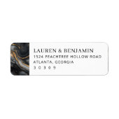Elegant Black Gold Marbled Waves Etiket (Voorkant)