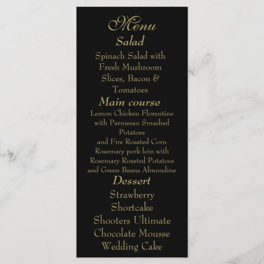 Elegant Black & Gold Menu card (Devant)