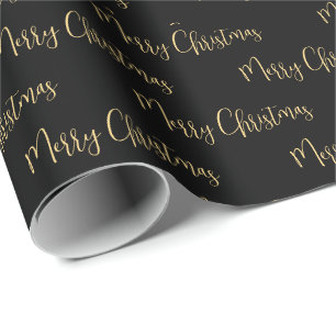 Elegant Black Gold Merry kerst Cadeaupapier