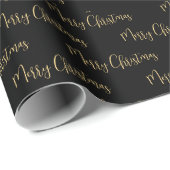 Elegant Black Gold Merry-kerstkrulpapier Cadeaupapier (Rol Hoek)