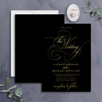 Elegant Black Gold Modern Calligraphy Wedding Foli