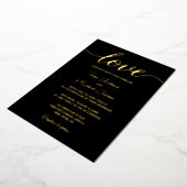 Elegant Black Gold Modern Typography Love script Folie Uitnodiging (Gedraaid)