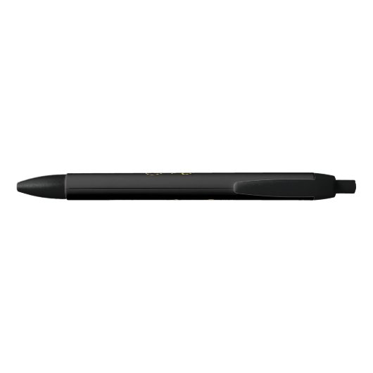 Elegant Black Gold Monogram (aangepast script) Zwarte Inkt Pen (Achterkant)