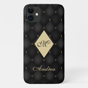 Elegant Black Gold Monogram afgetufte iPhone 11 Hoesje