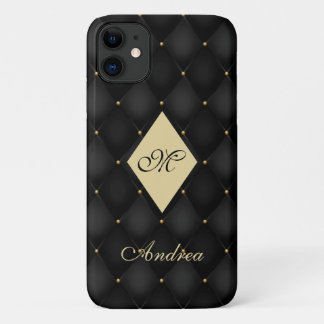 Elegant Black Gold Monogram afgetufte iPhone 11 Hoesje