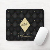 Elegant Black Gold Monogram afgetufte Muismat (Met muis)