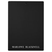 Elegant Black Gold Monogram Calligrafie Klembord (Achterkant)