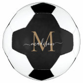 Elegant Black Gold Monogram Cute Girly Script Voetbal (Voorkant)