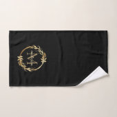 Elegant Black Gold Monogram Eucalyptus Wreate Handdoek (Handdoek)