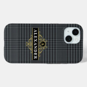 Elegant Black Gold Monogram Glen Pset Case-Mate iPhone Case (Achterkant (horizontaal))