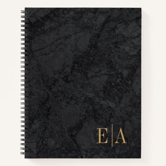 Elegant Black Gold Monogram Initiaal Notitieboek (Voorkant)