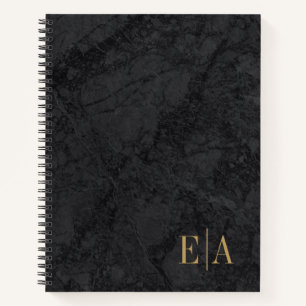 Elegant Black Gold Monogram Initiaal Notitieboek