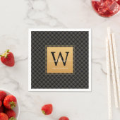 Elegant Black Gold Monogram Initiaal Script Stijlv Servet (Insitu)
