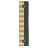 Elegant Black & Gold Monogram Korte Tafelloper (Voorkant)