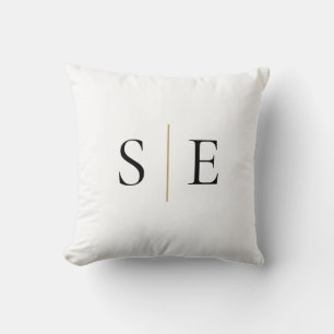 Elegant Black Gold Monogram Minimalist Kussen