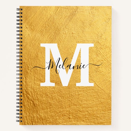 Elegant Black Gold Monogram Naam Notitieboek (Voorkant)