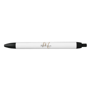 Elegant Black Gold Monogram Naam Stijlvol script B Zwarte Inkt Pen