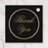 Elegant Black Gold Monogram naam Weddenschap Harte Bedankjes Labels (Achterkant)