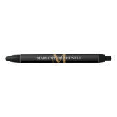 Elegant Black Gold Monogram Naam zwart Zwarte Inkt Pen (Voorkant)