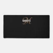 Elegant black gold monogram name bureaumat (Voorkant)