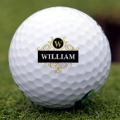 Elegant Black Gold Monogram Name Initiaal Golfballen