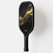 Elegant Black Gold Monogram Name Pickleball Paddle (Links)