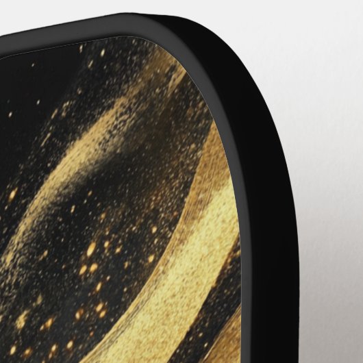 Elegant Black Gold Monogram Name Pickleball Paddle (Links Detail)