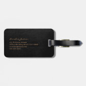 Elegant black gold monogram name script aangepast bagagelabel (Achterkant horizontaal)