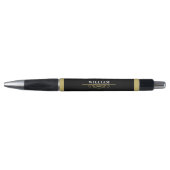 Elegant Black Gold Monogram Pen (Voorkant)