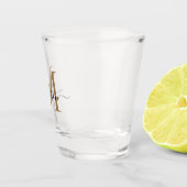 Elegant Black Gold Monogram Script Name Initiaal Shot Glas (Rechts)