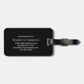 Elegant Black Gold Monogram Script Name Stylish Bagagelabel (Achterkant horizontaal)