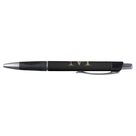 Elegant Black Gold Monogram Script Name Stylish Pen (Bodem)