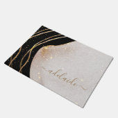 Elegant Black Gold Monogram Script Name Welkom Deurmat (Schuin)