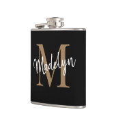 Elegant Black Gold Monogram Stylish Script Name Heupfles (Links)