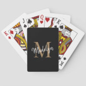 Elegant Black Gold Monogram Stylish Script Name Pokerkaarten (Achterkant)