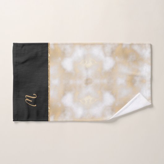 Elegant Black Gold Monogramed Initiaal Bad Handdoek (Handdoek)
