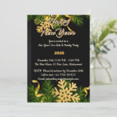 Elegant Black & Gold New Year Invitation 5x7  (Debout devant)