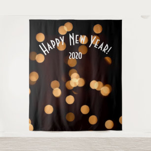 Elegant Black Gold New Years Photo Booth Backdrop Wandkleed