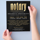 Elegant Black & Gold Notary Loan Agent Flyer (Hand)